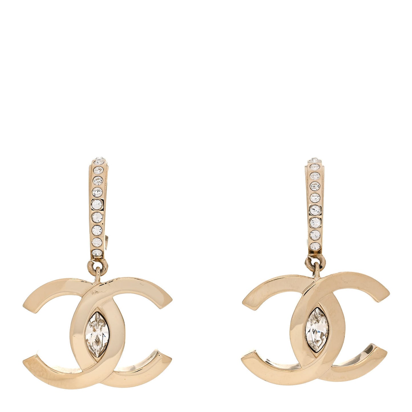 Crystal CC Drop Earrings Gold