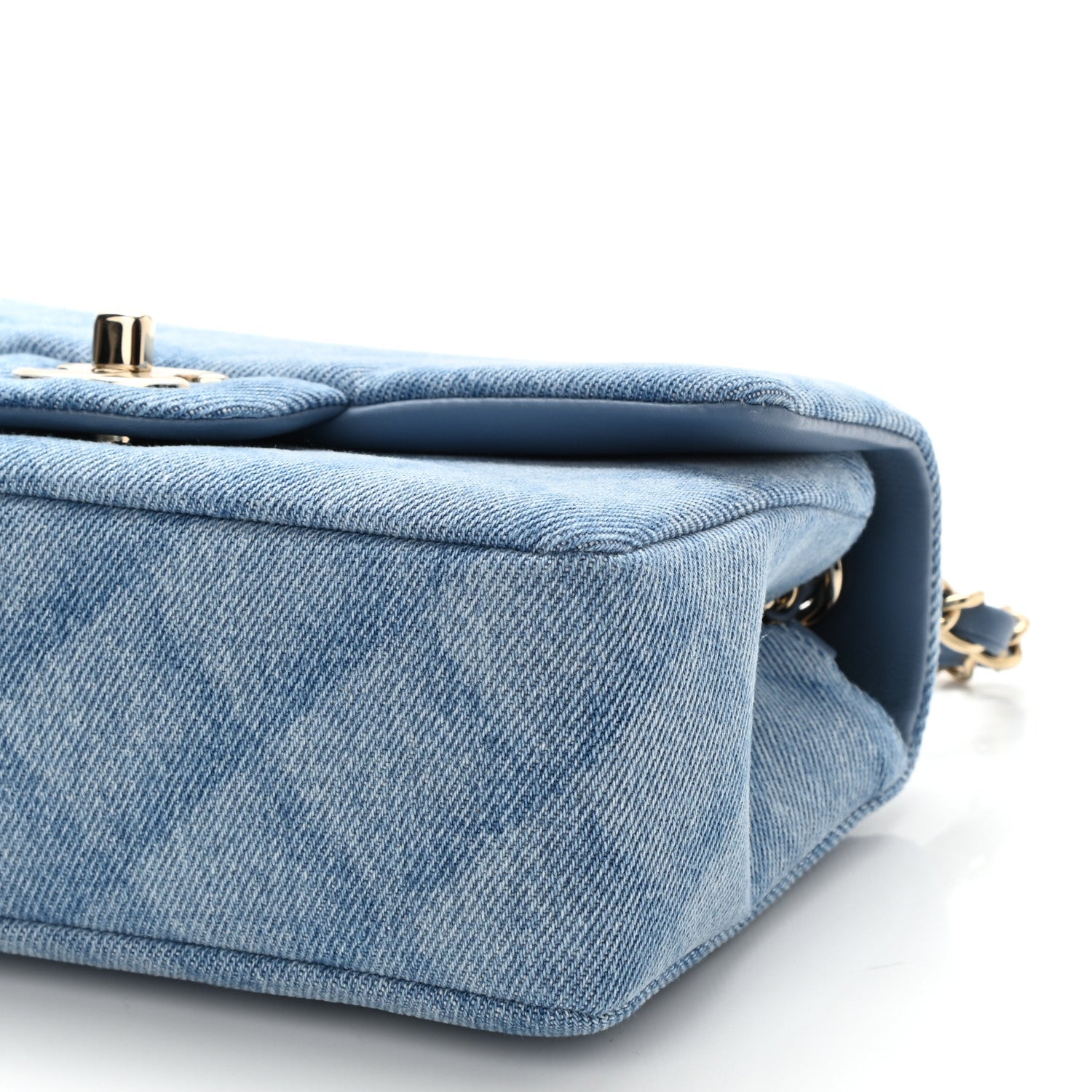Chanel Denim Quilt Print Mini Rectangular Flap Light Blue 10 of 11