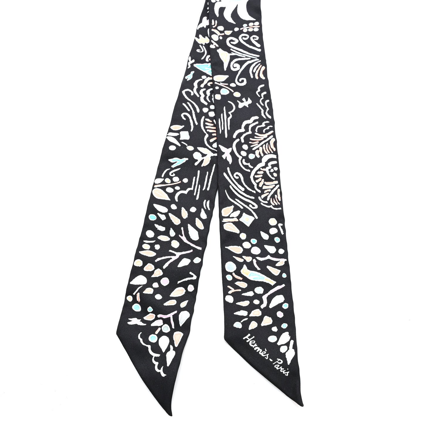 Hermes Silk Isola Di Primavera Doll Twilly Black Vert Rose 2 of 3