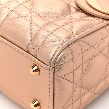 Christian Dior Metallic Lambskin Cannage Mini Lady Dior Gold Rose 15 of 15