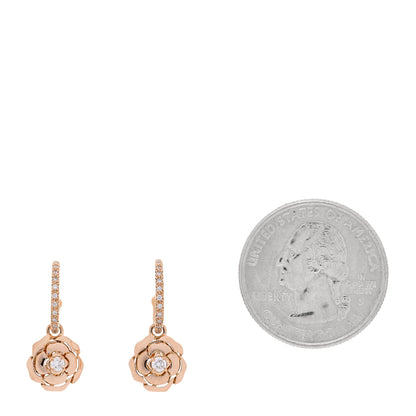 Chanel 18K Rose Gold Diamond Extrait de Camelia Drop Earrings 2 of 7