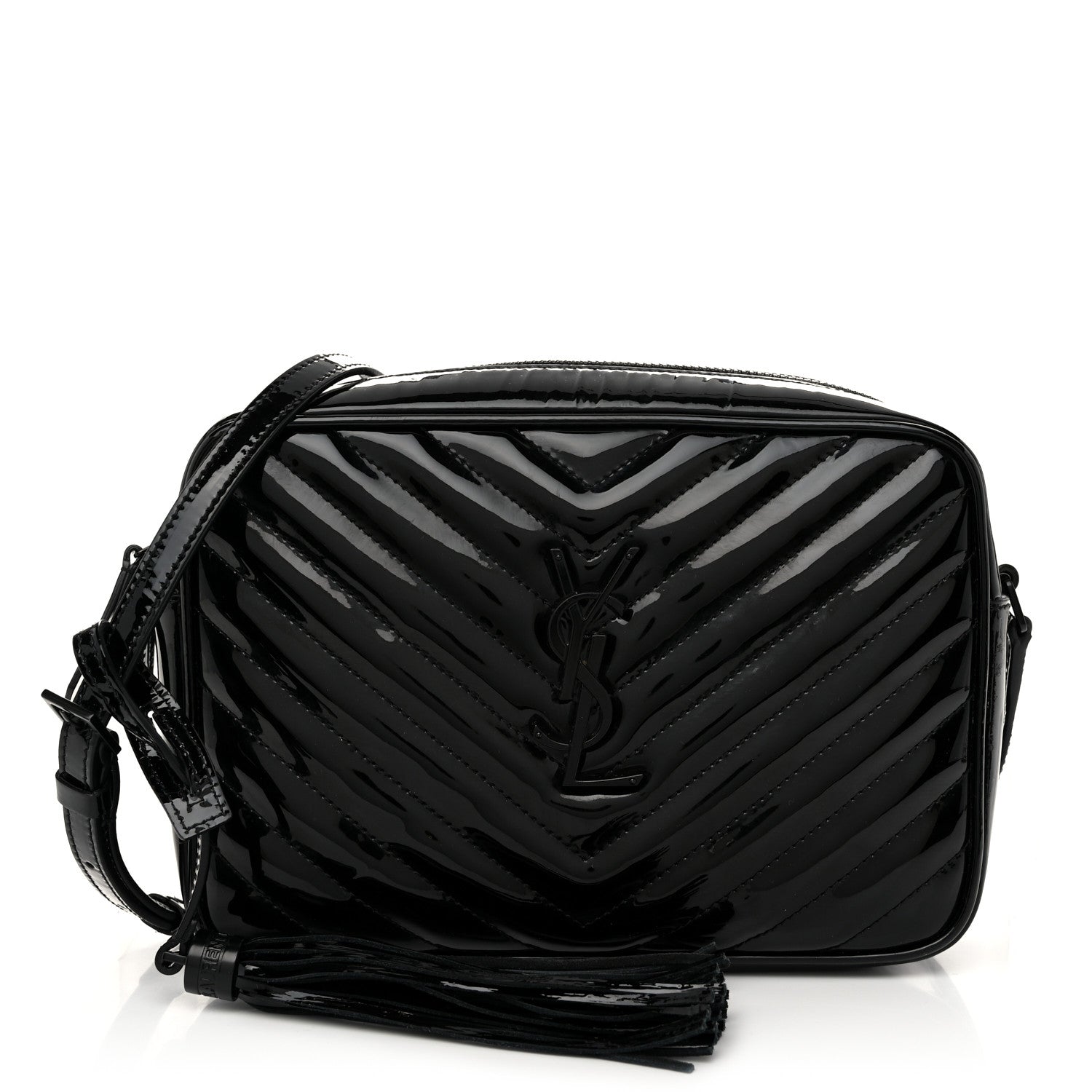 Saint Laurent Patent Calfskin Matelasse Monogram Lou Camera Bag Black 1 of 10