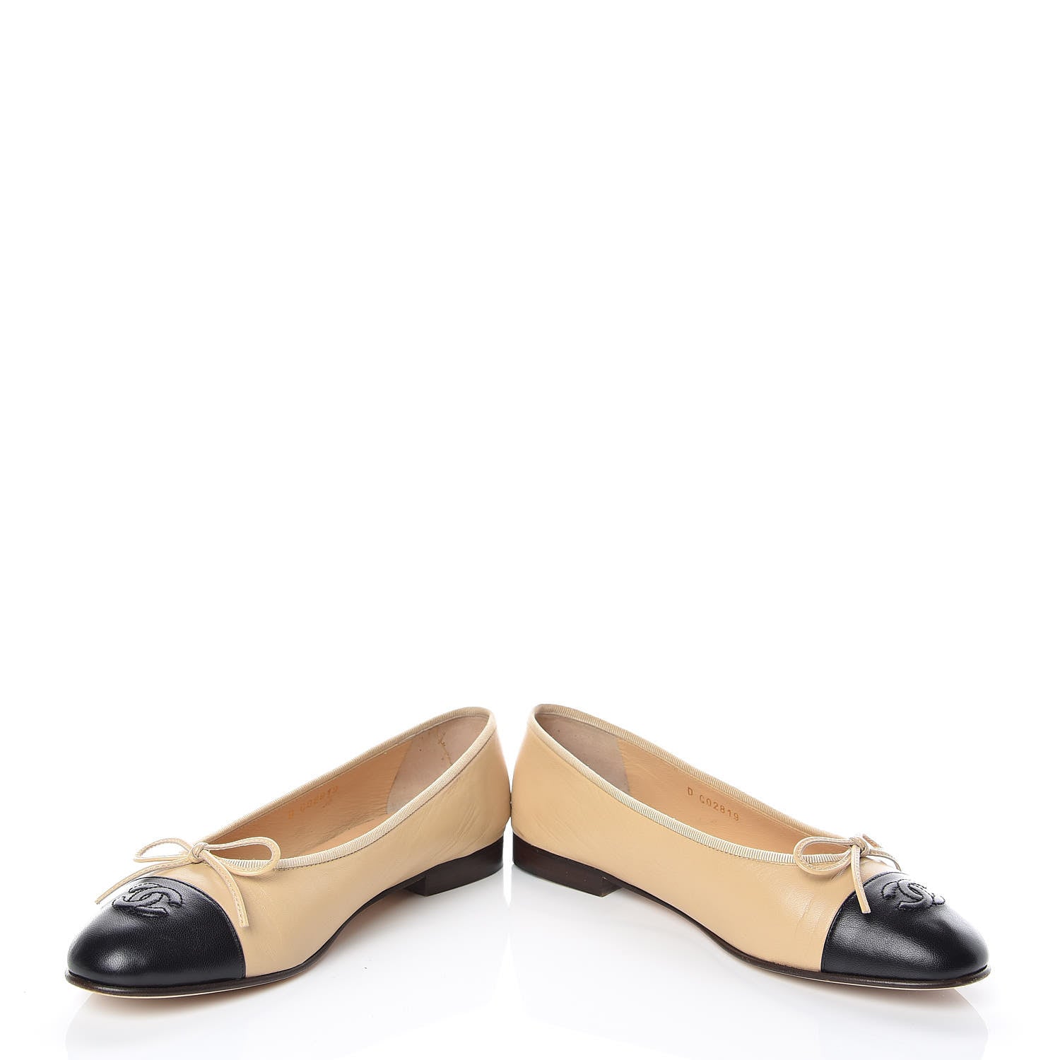 Chanel Lambskin Cap Toe CC Ballerina Flats 39 Beige Black 5 of 12