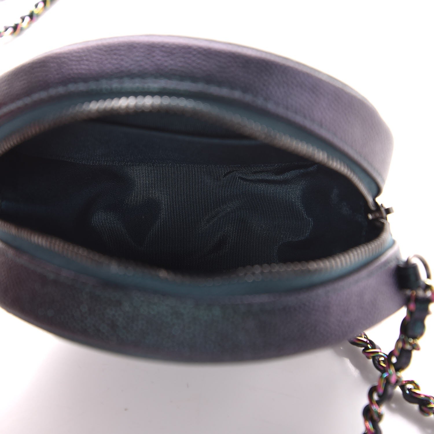 Chanel Iridescent Caviar Quilted Round Filigree Crossbody Dark Turquoise 5 of 8
