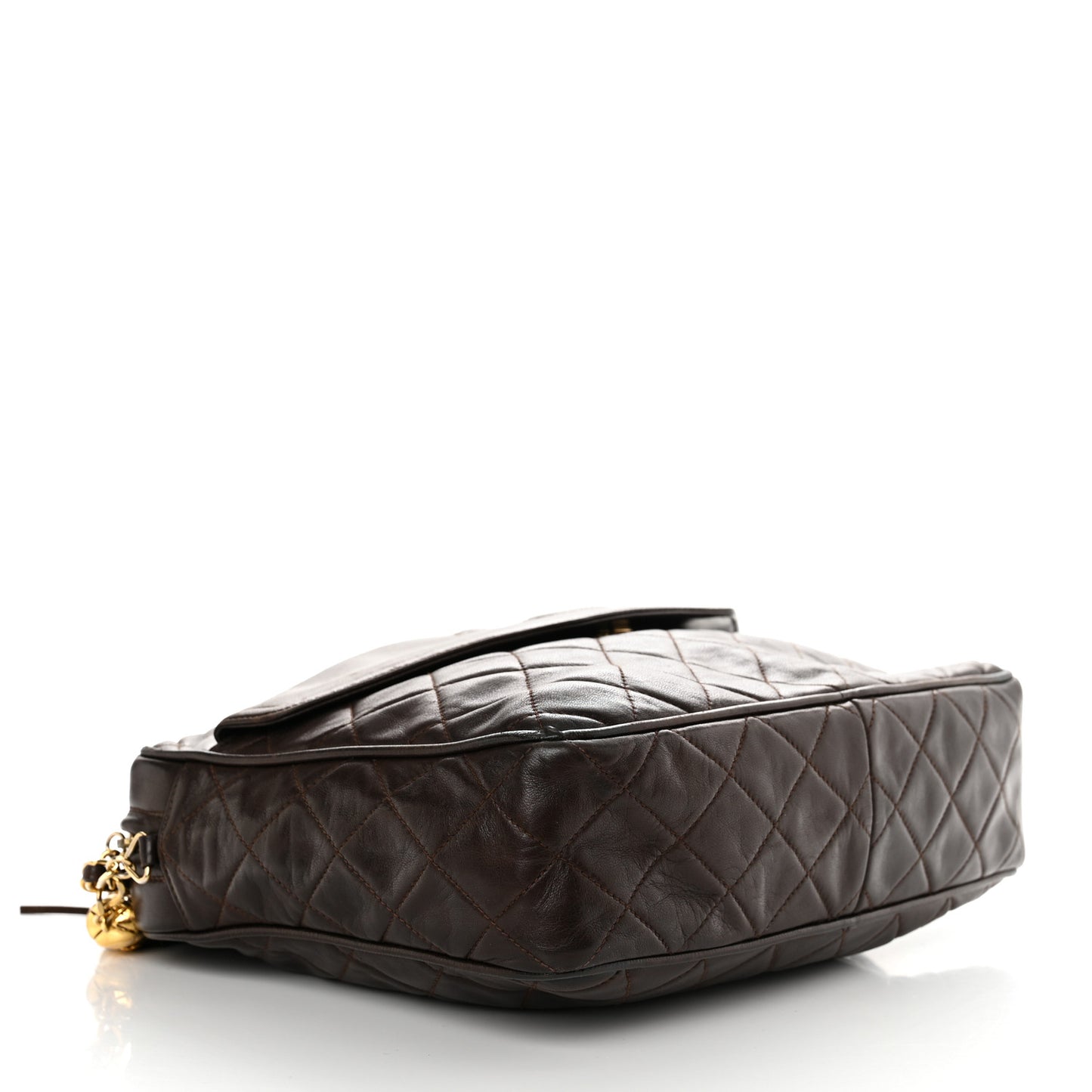 Lambskin Quilted Tassel Camera Case Brown