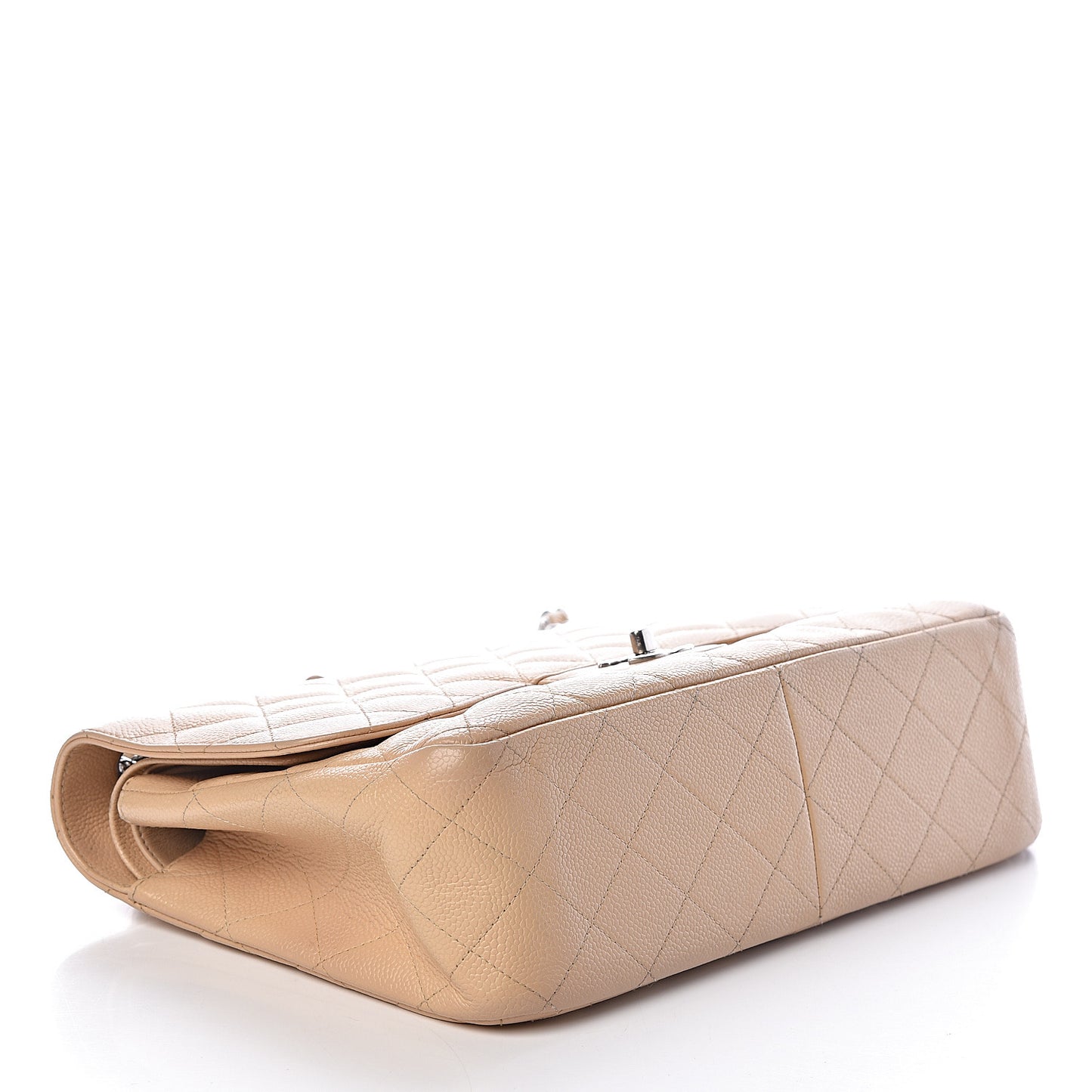 Caviar Quilted Jumbo Double Flap Beige Clair