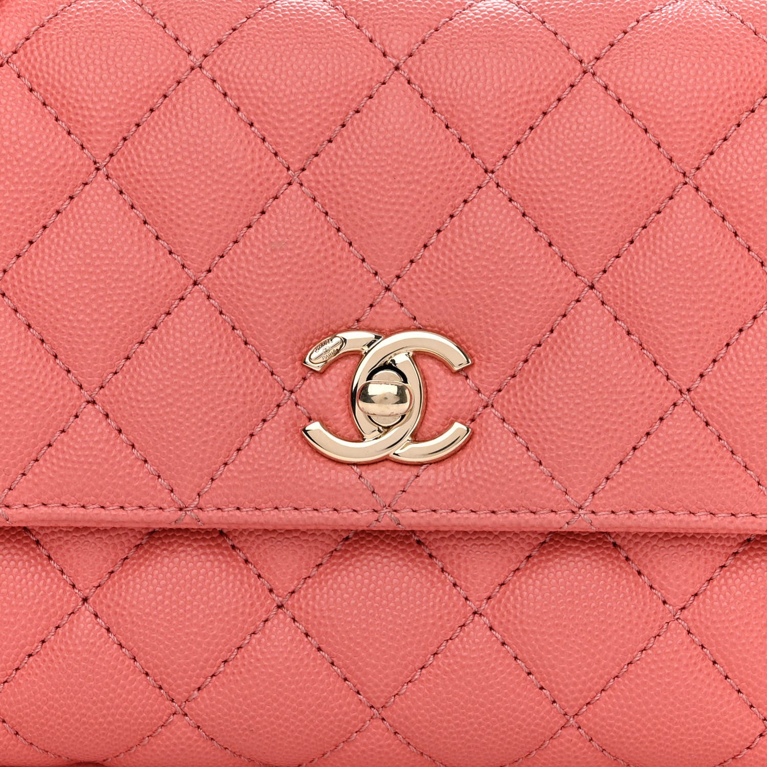 Chanel Caviar Quilted Mini Coco Handle Flap Coral 8 of 10