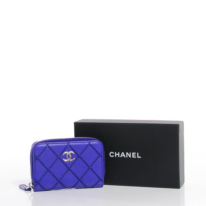 Chanel Calfskin Diamond Stitched Coin Purse Blue 5 of 8