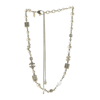 Chanel Pearl Bead Crystal CC Short Necklace Gold 3 of 6