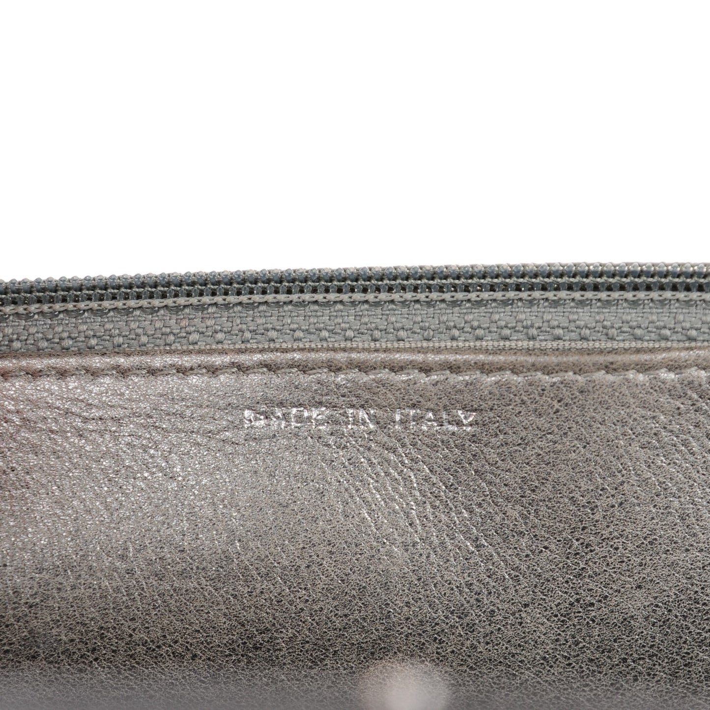 Metallic Distressed Calfskin Quilted Boy Wallet On Chain WOC Silver
