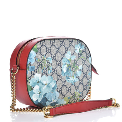 Gucci GG Supreme Monogram Blooms Mini Chain Shoulder Bag Beige Blue Navy Hibiscus Red 3 of 7