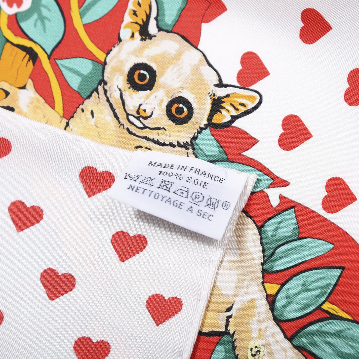 Silk Jungle Love Scarf 90 White Rouge Vert