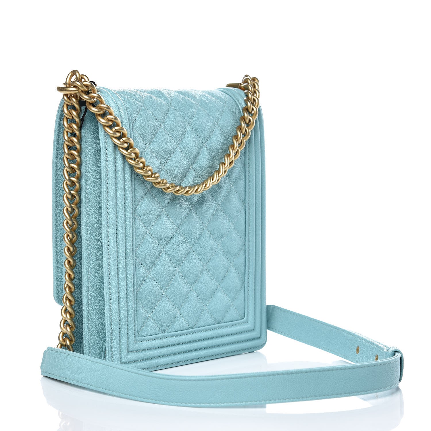 Chanel Caviar Quilted North South Boy Flap Light Blue 3 of 9