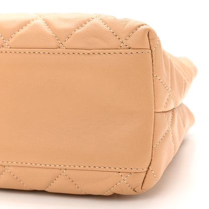 Chanel Lambskin Quilted CC Tote Beige 10 of 13