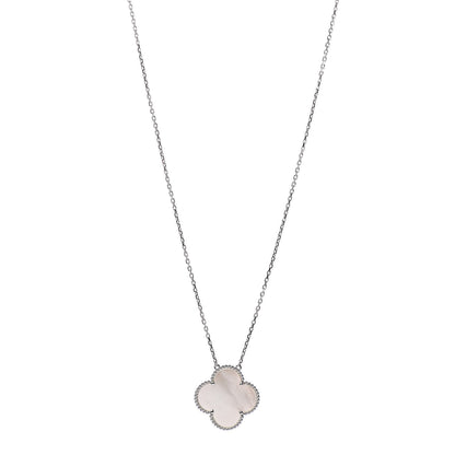 Van Cleef & Arpels 18K White Gold Mother of Pearl Magic Alhambra Pendant Necklace 1 of 7