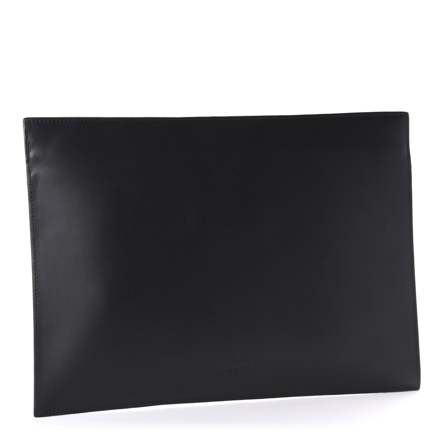 Calfskin Large VLTN Rockstud Flat Zip Pouch Black