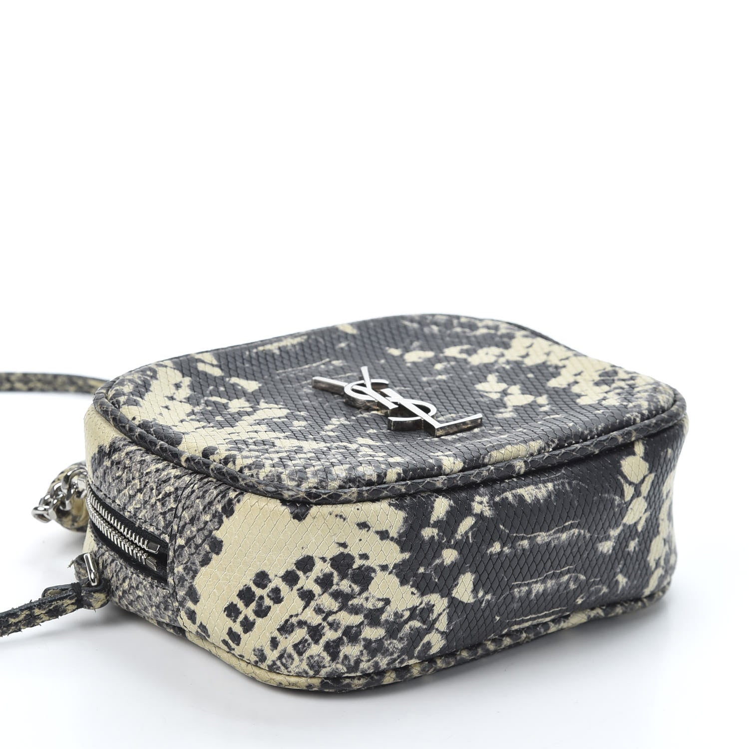 Saint Laurent Python Embossed Calfskin Monogram Blogger Bag Black Beige 3 of 8