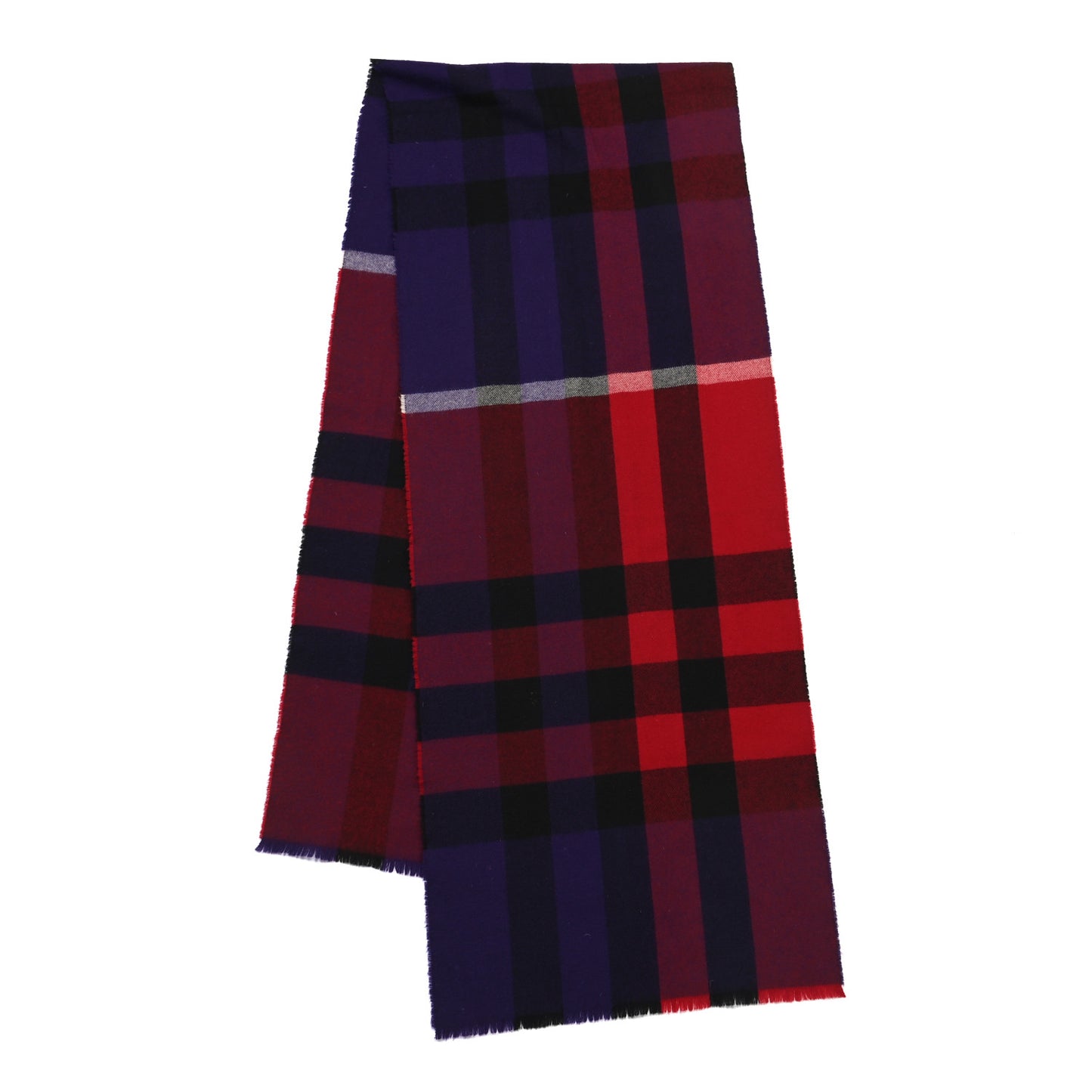 Wool Cashmere Giant Exploded Check Fringe Scarf