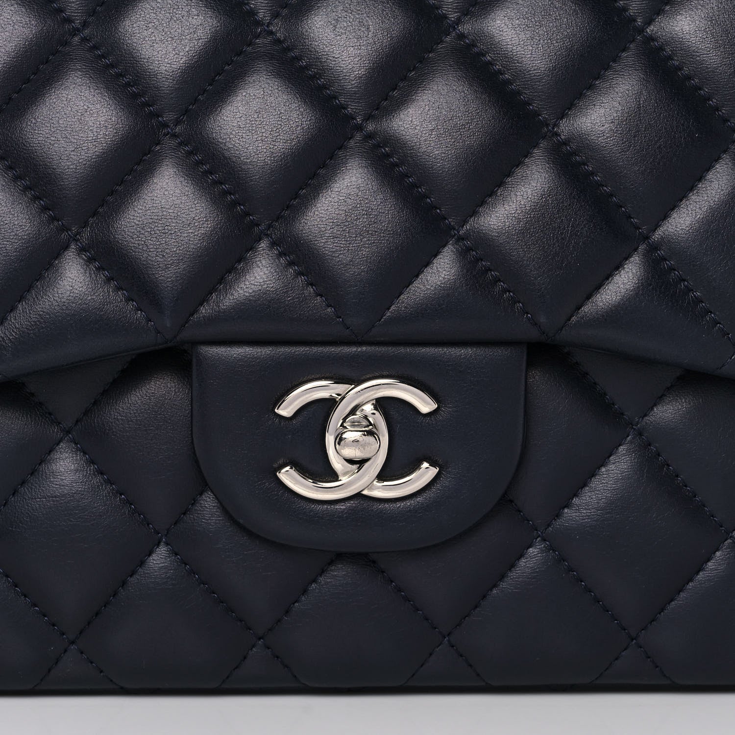 Chanel Lambskin Quilted Jumbo Double Flap Dark Blue 4 of 12