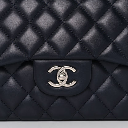 Chanel Lambskin Quilted Jumbo Double Flap Dark Blue 4 of 12
