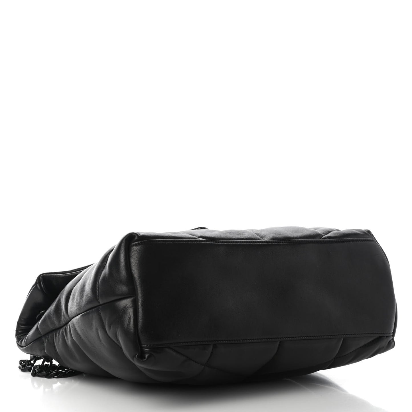 Lambskin Quilted Medium Loulou Puffer Monogram Chain Satchel Black