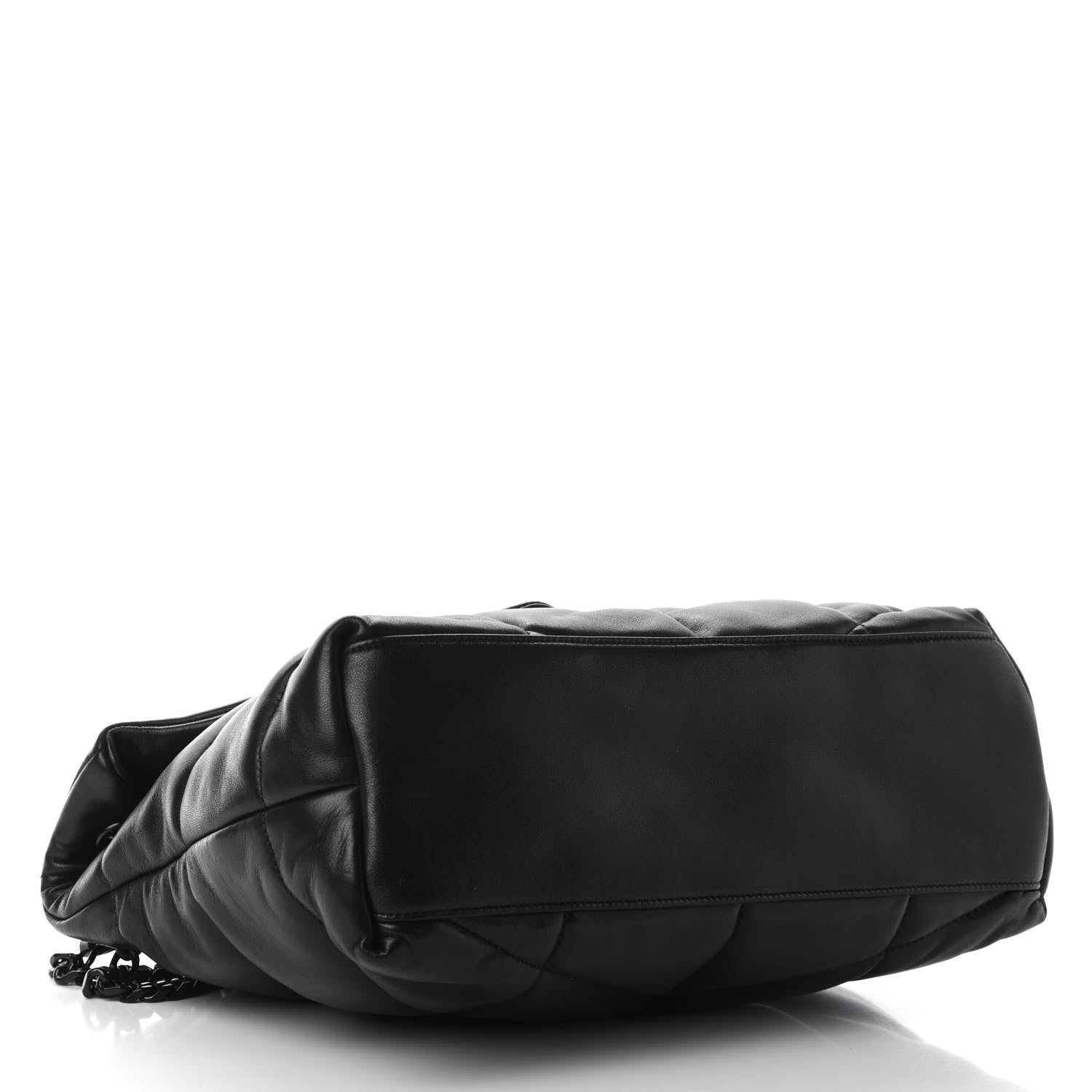 Saint Laurent Lambskin Quilted Medium Loulou Puffer Monogram Chain Satchel Black 3 of 8