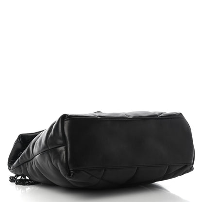 Saint Laurent Lambskin Quilted Medium Loulou Puffer Monogram Chain Satchel Black 3 of 8