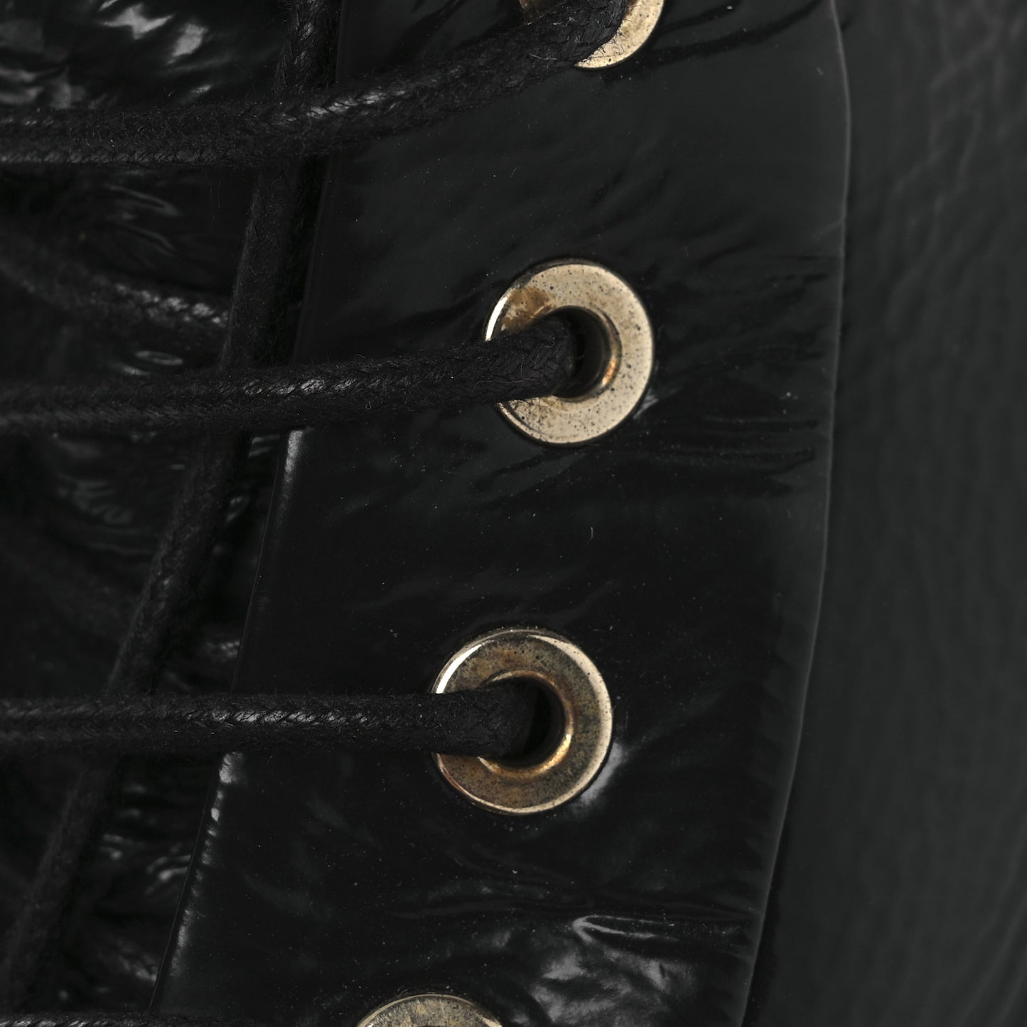 Shiny Goatskin Cap Toe Combat Boots 39.5 Black