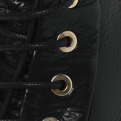 Chanel Shiny Goatskin Cap Toe Combat Boots 39.5 Black 11 of 11