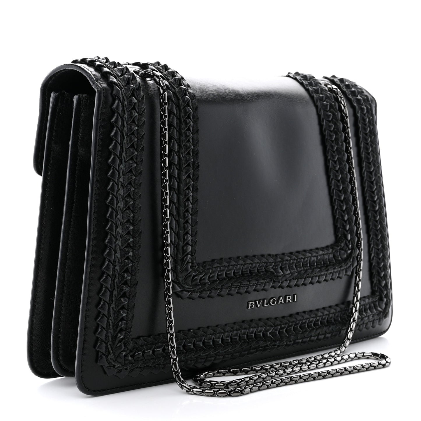 Calfskin Plisse Serpenti Forever Crossbody Bag Black
