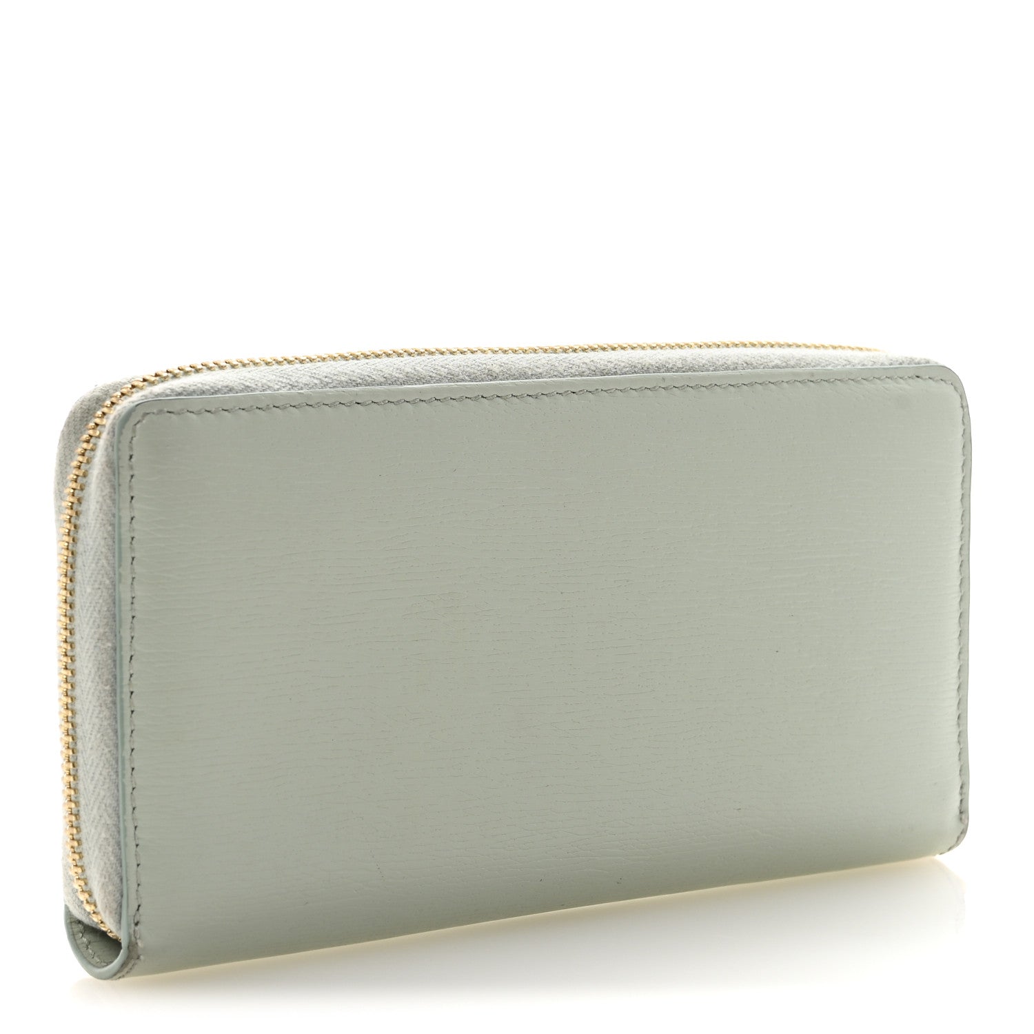 Gucci Textured Calfskin Gucci Script Zip Around Wallet Light Blue 3 of 6