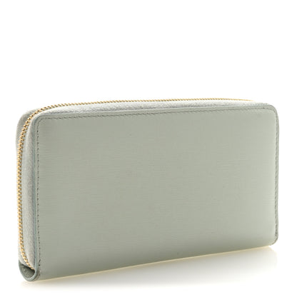 Gucci Textured Calfskin Gucci Script Zip Around Wallet Light Blue 3 of 6