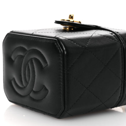 Chanel Lambskin Quilted Vanity Clutch With Chain Black 10 of 14