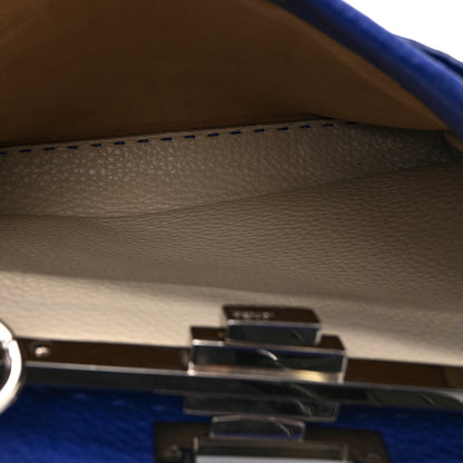 Fendi Cuoio Romano Selleria Bi-Color Medium Peekaboo Iconic Satchel Blue Neon Latte 5 of 12