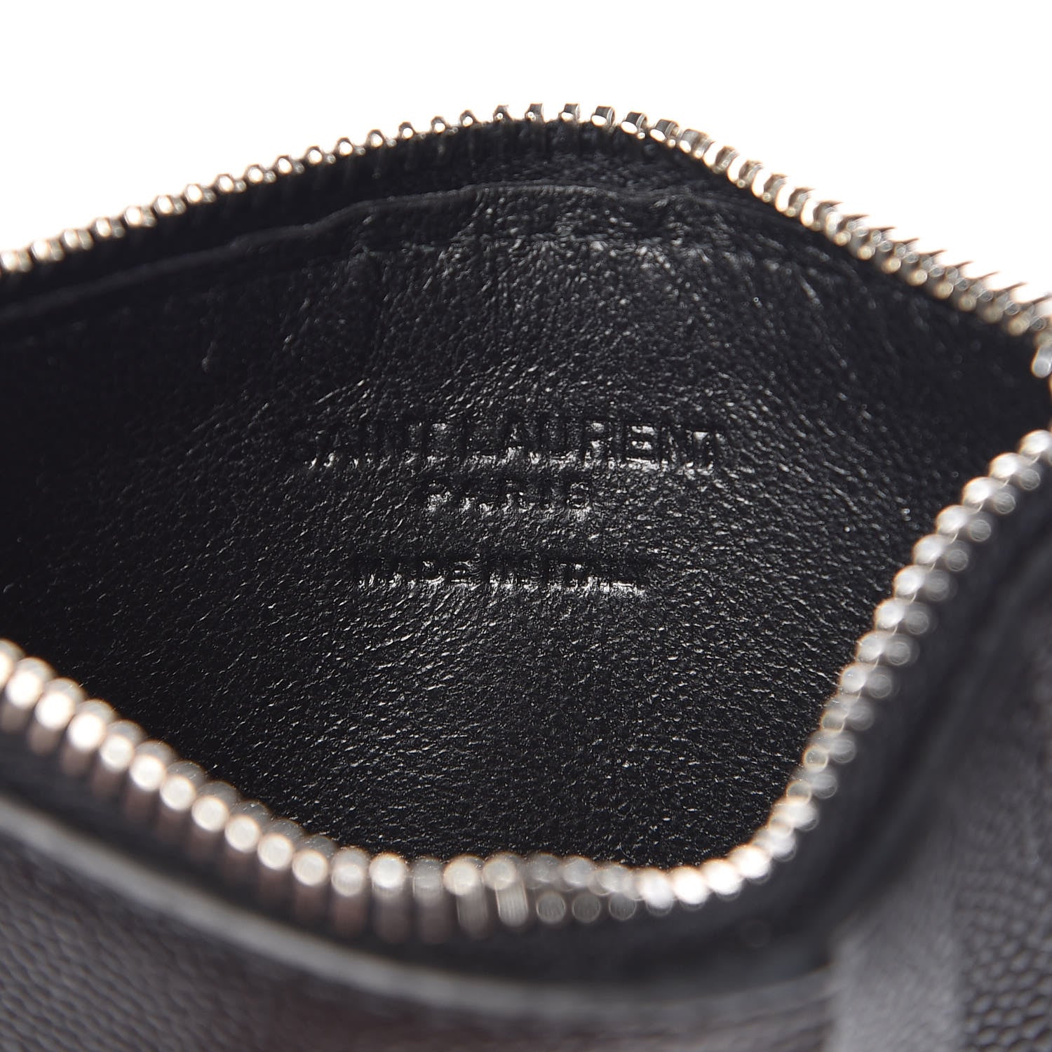 Saint Laurent Grained Calfskin 5 Fragments Zip Pouch Card Holder Black 6 of 8