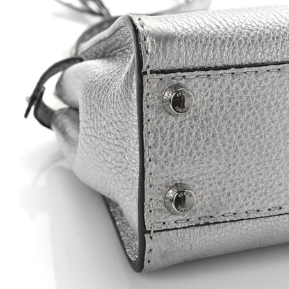 Fendi Cuoio Romano Lux Selleria Mini Peekaboo Iconic Satchel Argento 8 of 9