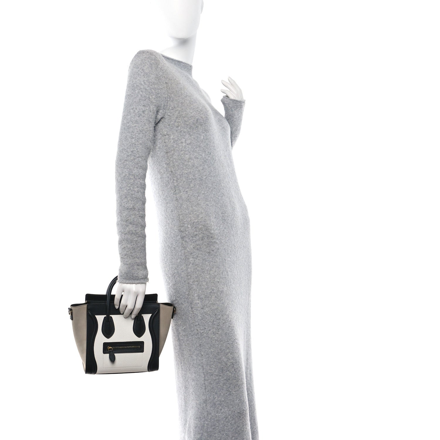 Celine Bullhide Calfskin Nubuck Nano Tri-Color Luggage White 2 of 10