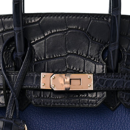 Hermes Taurillon Novillo Matte Alligator Birkin Touch 25 Bleu Saphir Marine 7 of 12