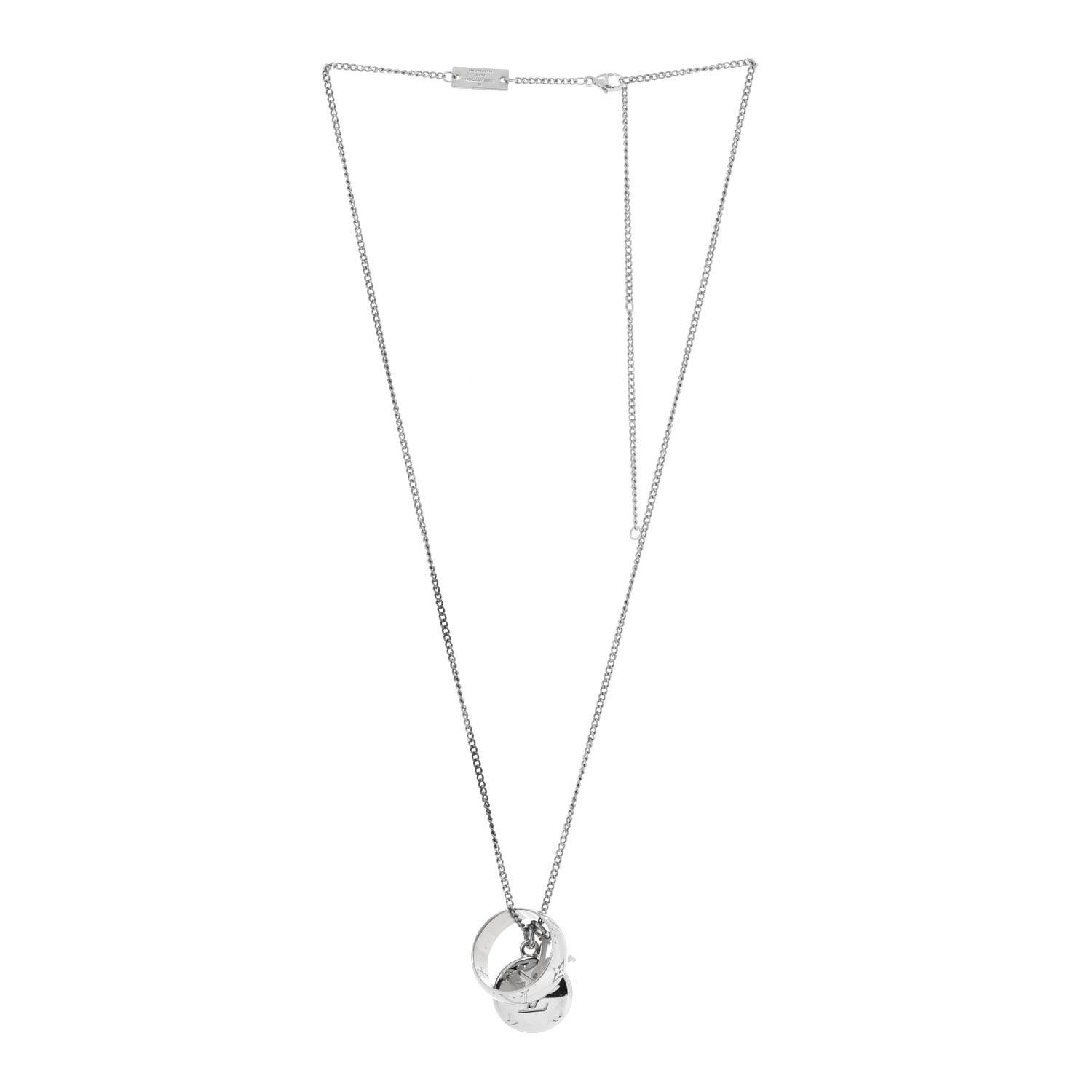 Louis Vuitton Zamac Palladium Monogram Charms Necklace Silver 3 of 9