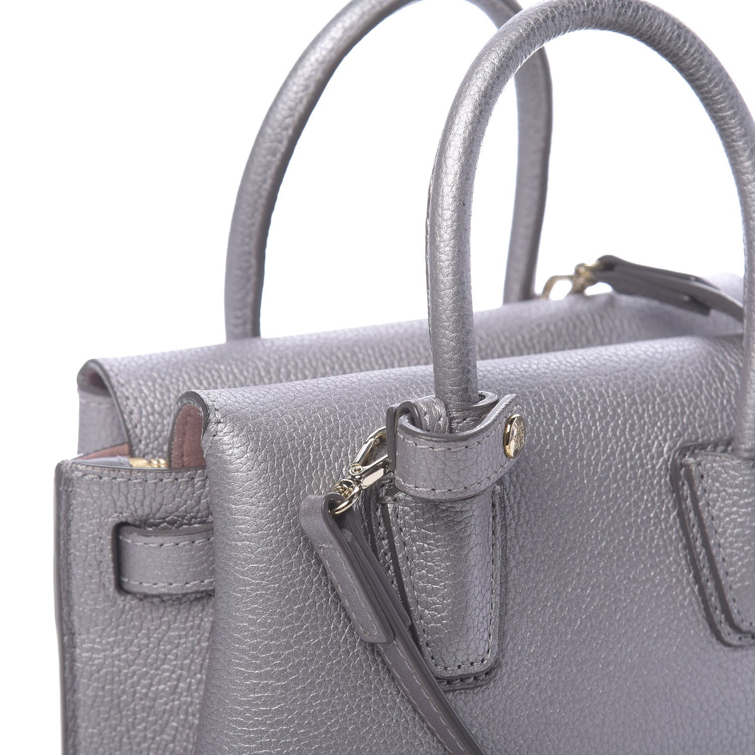 MCM Metallic Grained Calfskin Mini Milla Tote Spike Silver 10 of 15