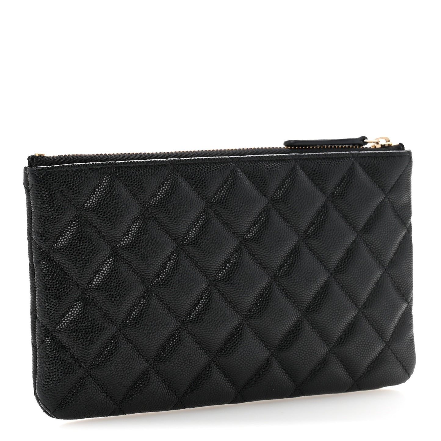 Shiny Caviar Quilted Strass CC Cosmetic Case Black