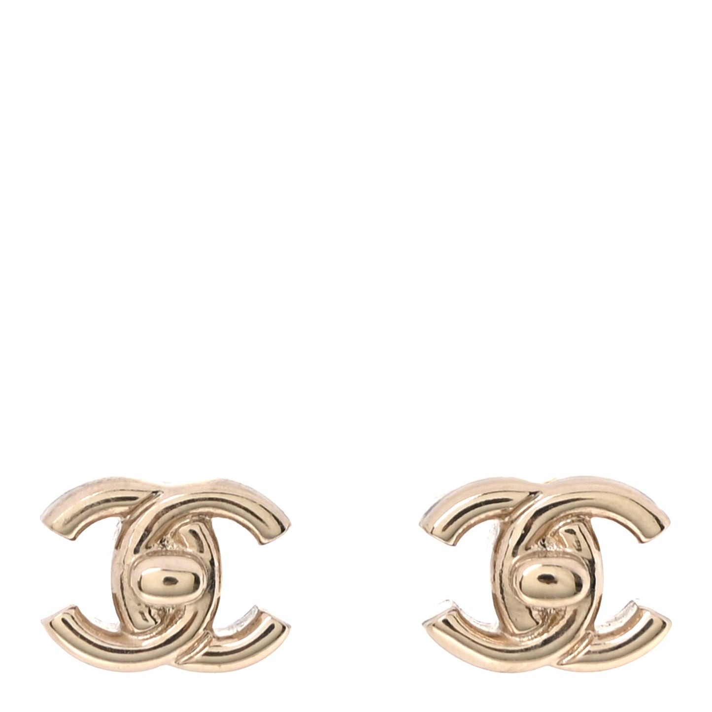 Metal CC Turnlock Earrings Gold