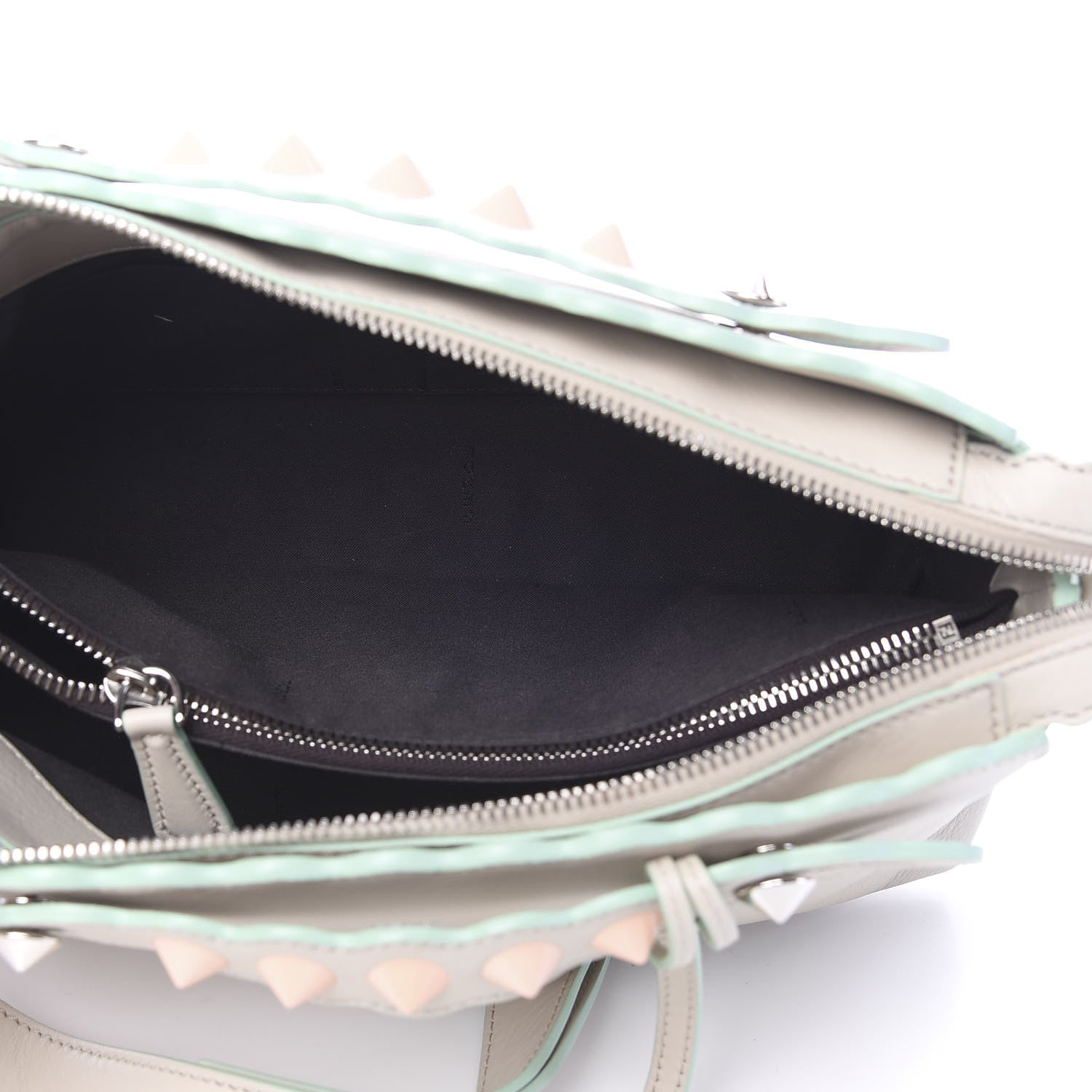 Fendi Vitello Dolce Scalloped Studded Medium By The Way Boston Bag Latte 4 of 9