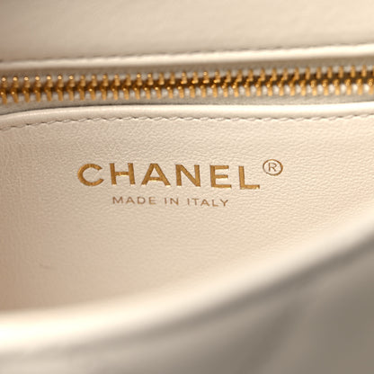 Chanel Lambskin Resin Quilted Top Handle Flap White 6 of 11