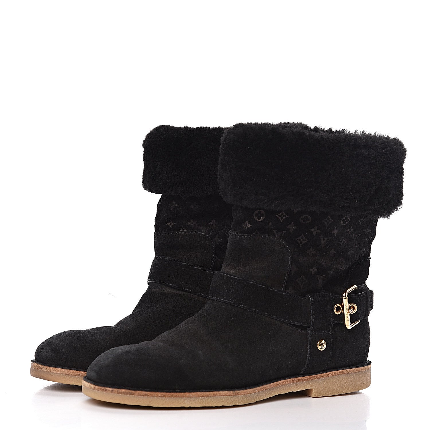 Louis Vuitton Suede Shearling Fauvist Boots 39 Black 3 of 10