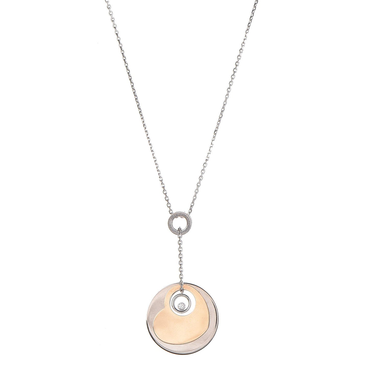 18K White Pink Gold Happy Diamond Heart Necklace