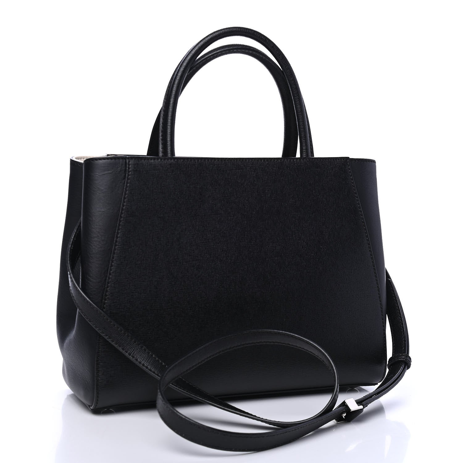Fendi Vitello Elite Flamingo Mink Monster Charm Petite 2Jours Tote Black Multicolor 2 of 6
