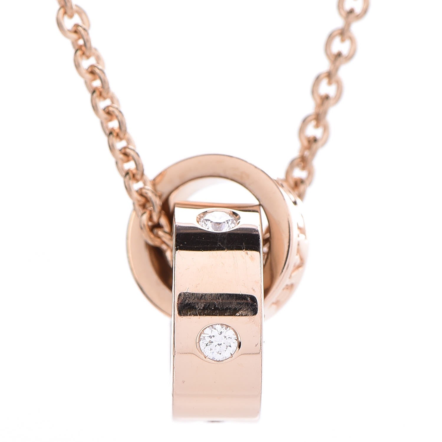 Bulgari 18K Rose Gold Diamond BVLGARI BVLGARI Link Pendant Necklace 4 of 11