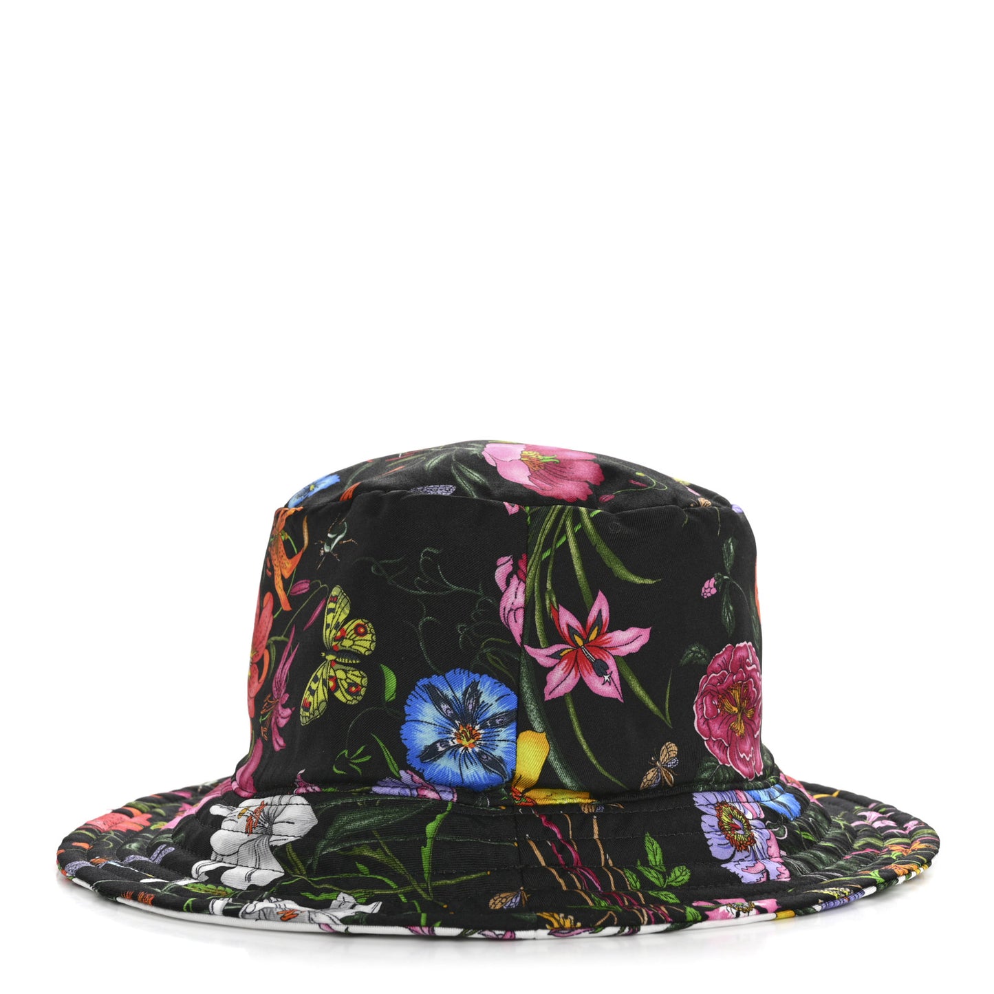 Printed Silk Flora Reversible Bucket Hat 58 Multicolor