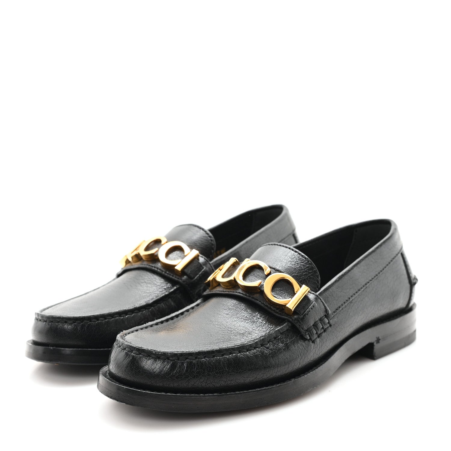 Gucci Goatskin Womens Logo 15mm Loafers 35 Black 4 of 9